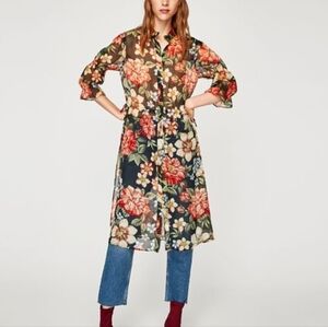 Zara Floral Semi-Sheer Dress Sz-S